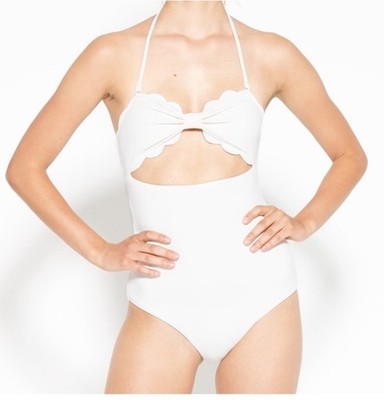 MARYSIA Antibes Scalloped One-Piece Swimsuit in Coconut Size L New with Tags!
