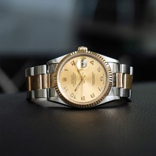 Rolex 16233 Datejust Champagne Dial Arabic Dial Two Tone Watch