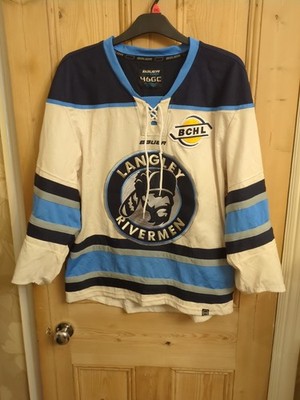 Langley Rivermen Eishockey Trikot BCHL Match Worn Größe Medium Pit To Pit 23 #1