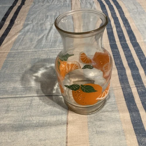 Vintage Anchor Hocking Orange Juice Carafe Pitcher Jug 48oz with Lid 1980’s USA