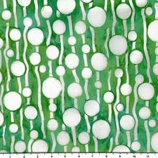 1 Yard Cut of Lunn Fabric Dot Stripe Batik 100 Cotton 1948 Green White