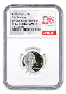 2026 Jefferson Nickel Proof 5c Silver Proof Set NGC PF69 UCAM America250