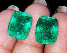 Natural Emerald 8 to 10 Ct Cushion Shape Pair Certified Loose Gemstone RL397