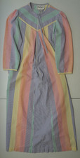 Saybury S Seersucker Nightgown Rainbow Stripe VTG 1/2 Zip Pullover 90s Unlined