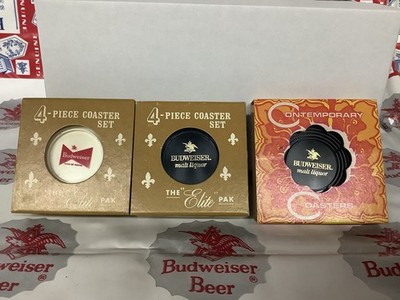 Budweiser And Budweiser Malt Liquor Plastic Coasters Sets 1970 s