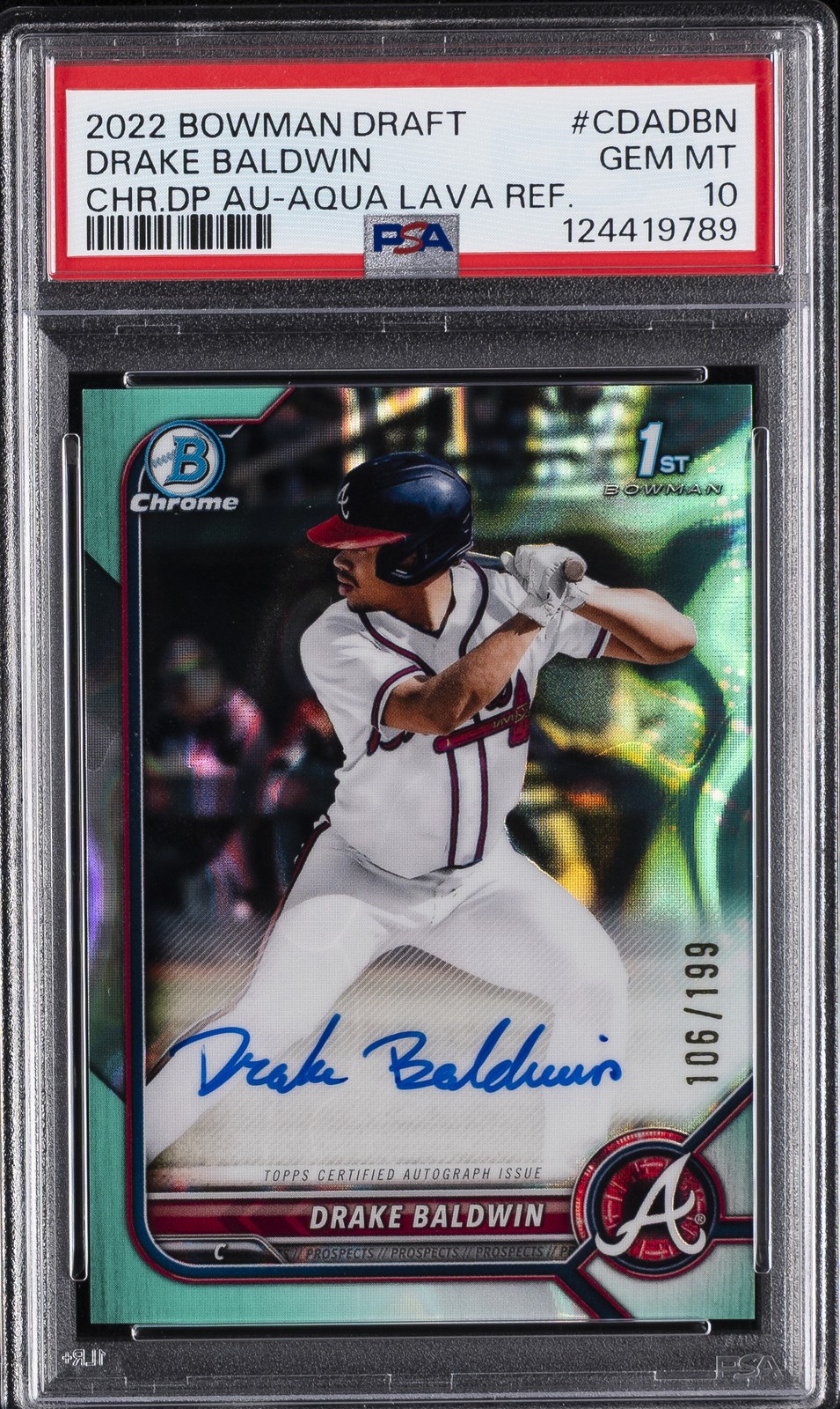2022 BOWMAN DRAFT CHROME DP AUTOS #CDADBN DRAKE BALDWIN 106/199 PSA 10 AUTO