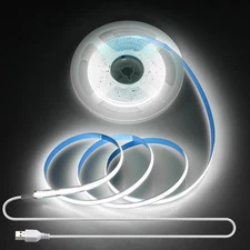 Aclorol 5V COB LED Strip Lights 6000K Cold White USB White(Non-Dimmable) 
