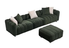 Corduroy Sofa & Ottoman: 114" Comfort