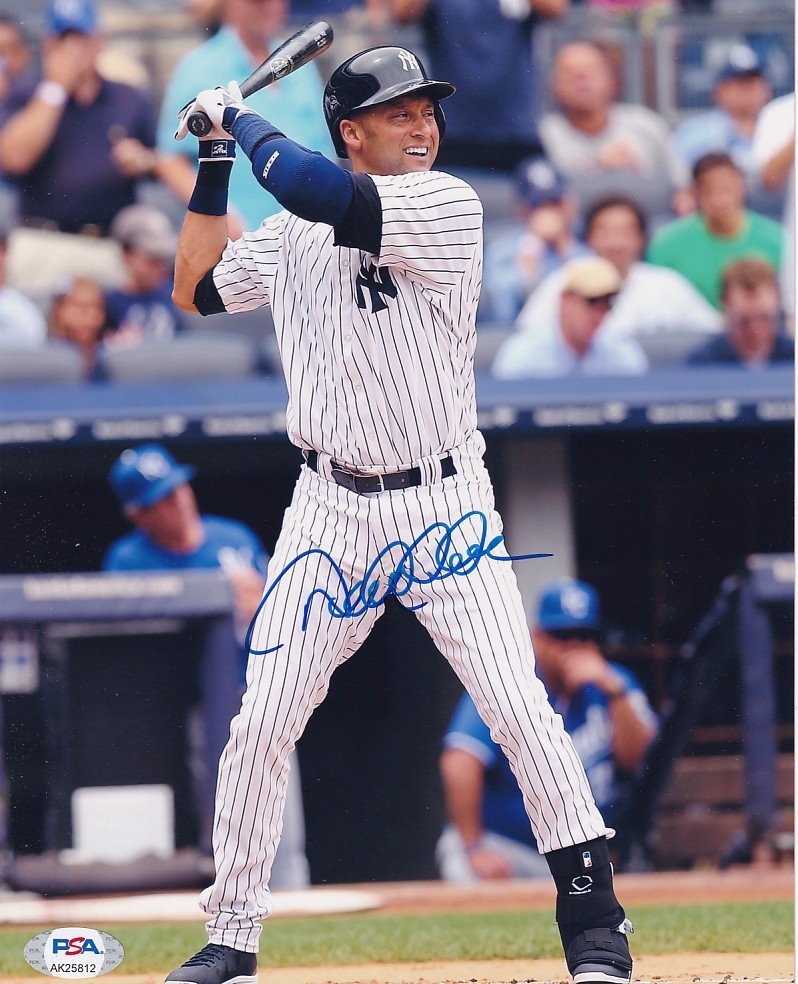 DEREK JETER SIGNED AUTOGRAPHED 8X10 PHOTO NEW YORK YANKEES PSA