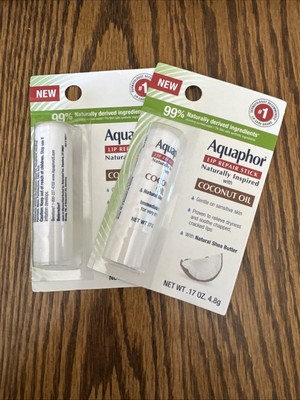 Aquaphor Lip Repair Stick with Coconut Oil & Shea Butter .17 oz Lot Of 2. Sealed