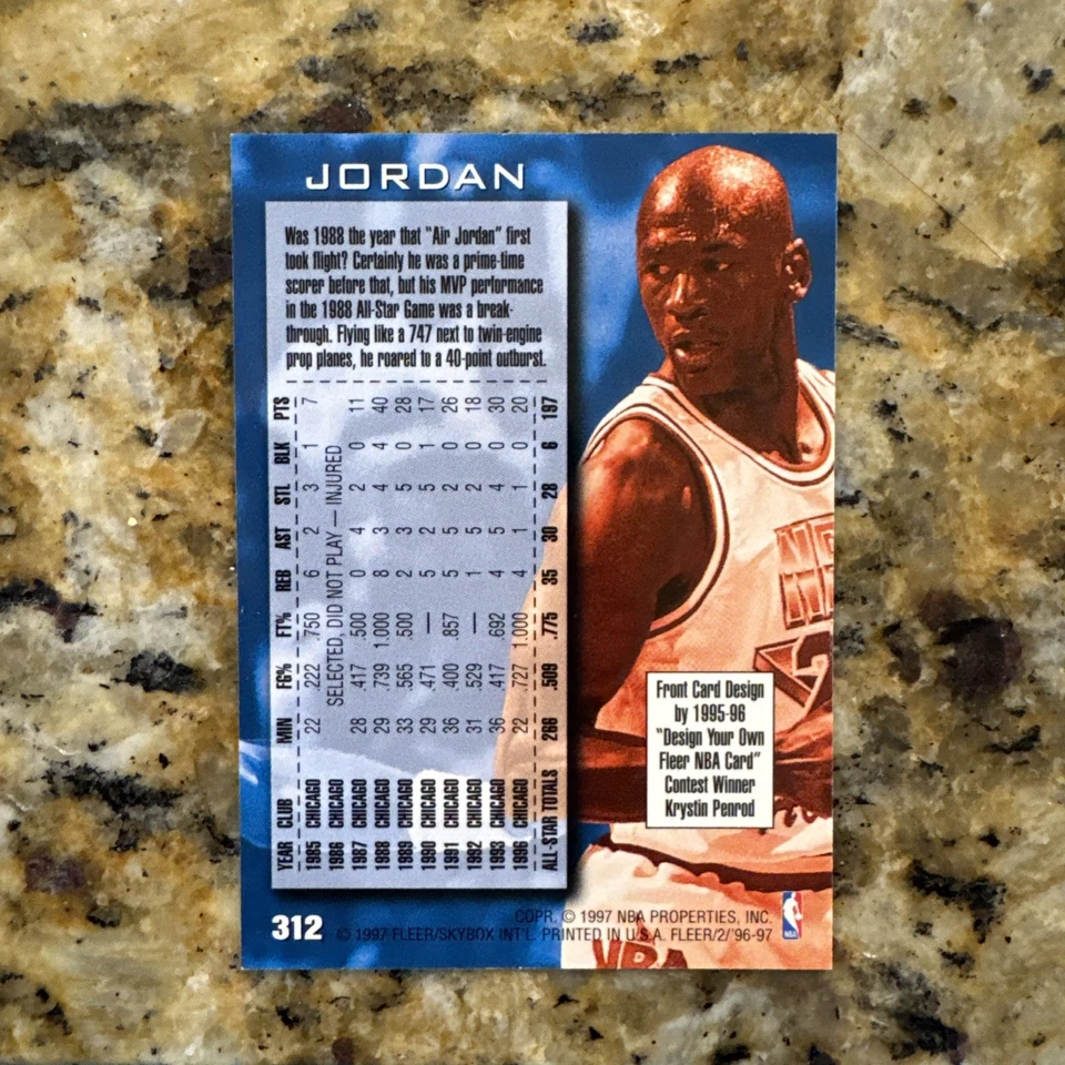 1996-97 Fleer European Edition - NBA All-Star Retro Michael Jordan #312 - Image 2 of 2