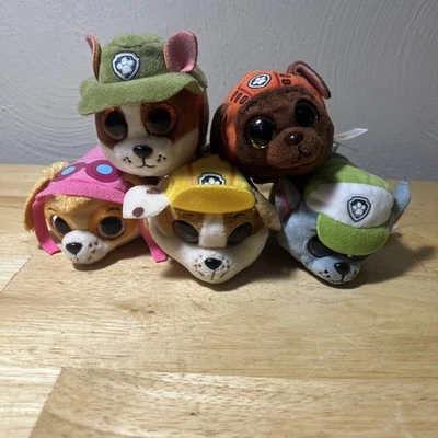 X5 Lot Bundle Set Paw Patrol Teeny Tys Plush - Rubble, Skye Zuma Rocky Tracker - Image 1 of 4