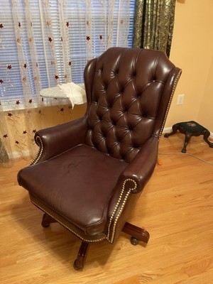 Leather Swivel  Tilt Chair-Loose Cushion. Judges Chair.