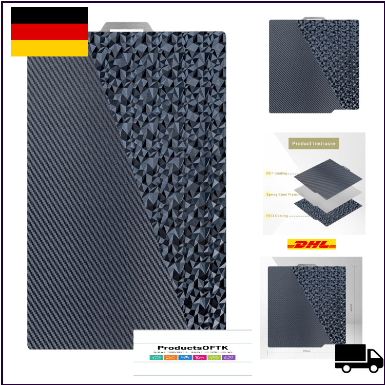 3D Drucker Bauplatte PEI 257mm Kleber Druckbett Kompatibel