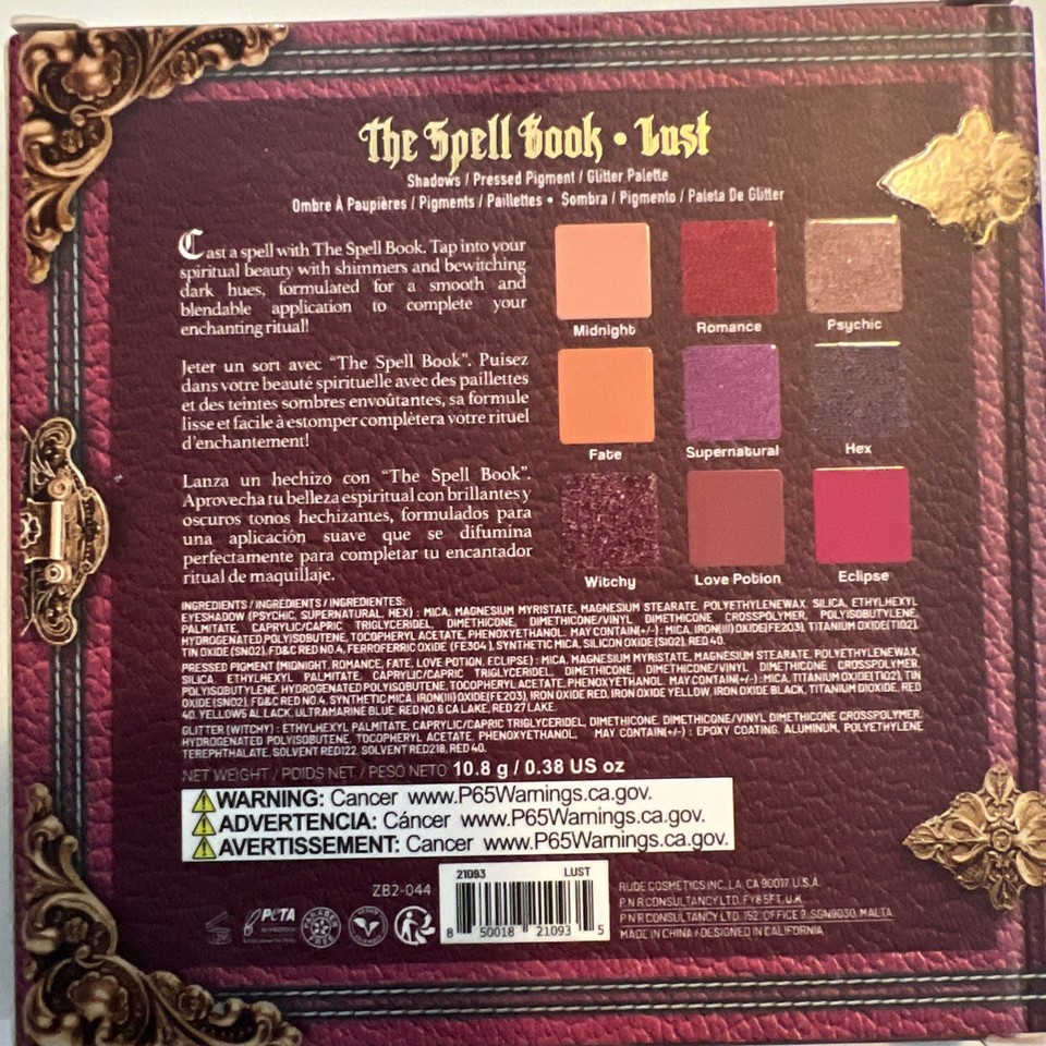 RUDE The Spell Book Smooth and Blendable Eyeshadow Palette - Lust | eBay