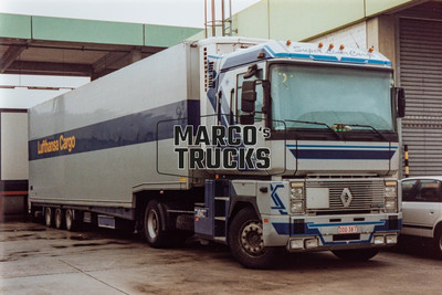 LKW Foto Renault AE 380 Truck Belgien grau Super Liner Cargo; Lufthansa Ca #a1yf