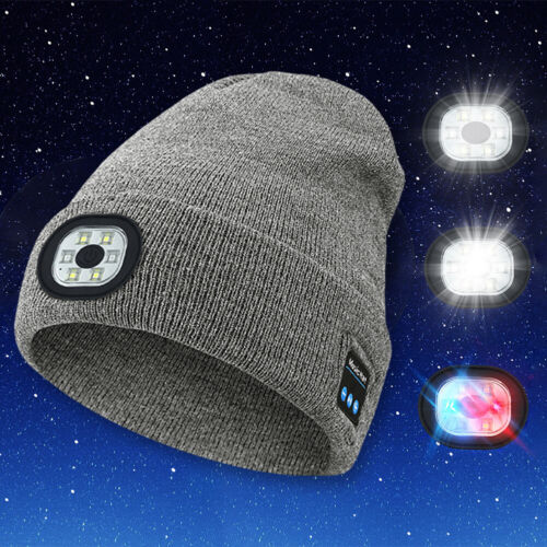 Bluetooth-kompatible Beanie mit LED-Licht musikalische Strickmütze mit Kopfhörer - Bild 5 von 30