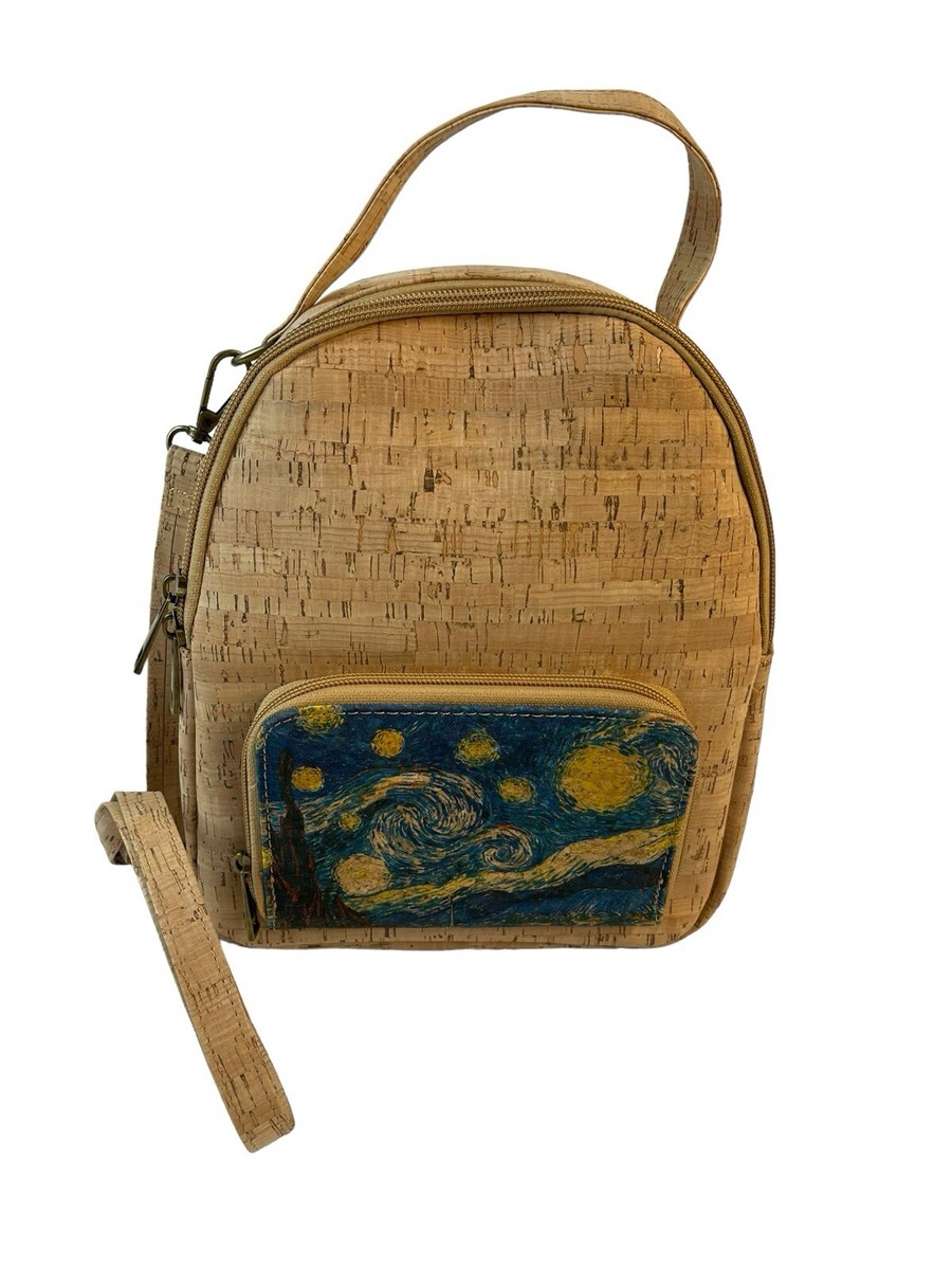 Starry Night Cork Backpack Sling Bag Small Tall Wide