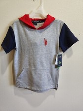 New Boys U.S. Polo Assn. Short-sleeve Hooded Sweatshirt Size M