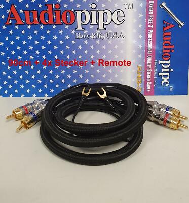 AUDIOPIPE Cinchkabel Chinch 4x Metall Stecker 3-fach abgeschirmt + Remote 90cm