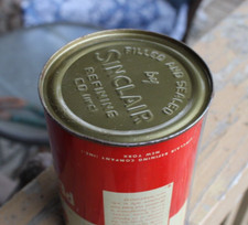 NOS FULL 1940s era SINCLAIR PENNSYLVANIA MOTOR OIL Old Solder Seam Tin 1 qt. Can