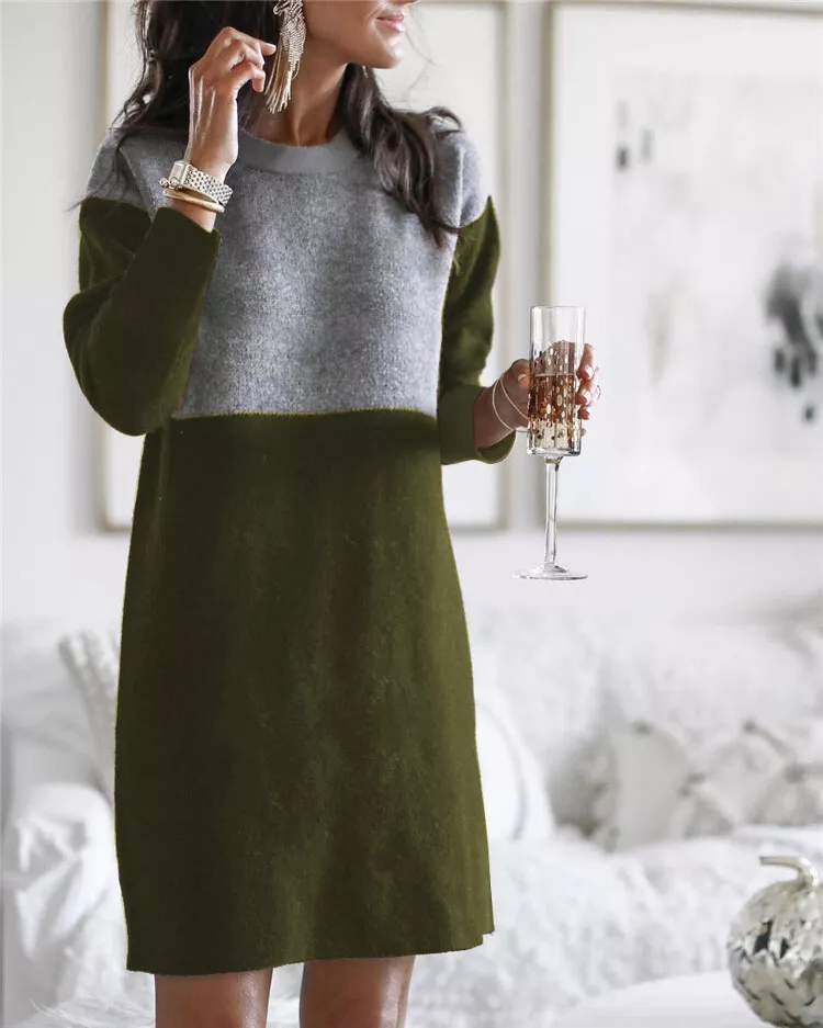 Long sleeve shift dress deals casual