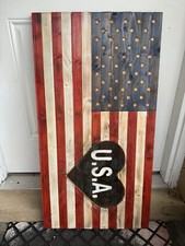Wooden USA Flag 37 inches long by 19.75 inches tall 