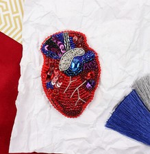 DIY Jewelry making kit "Heartbeat", Seed beaded brooch, Bead Embroidery Kit