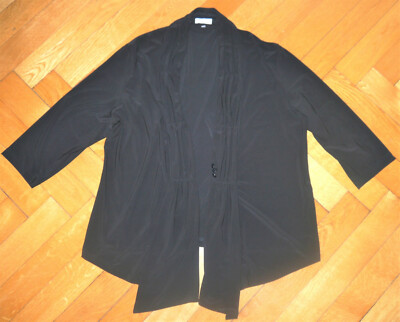 Erfo elegante Damen Jacke Shirtjacke Abendjacke 3/4-Arm Stretch Schwarz Gr. 50