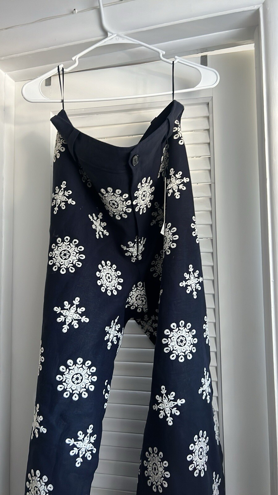 Zara Pants Navy Blue With White Embroidery- Xl image 3