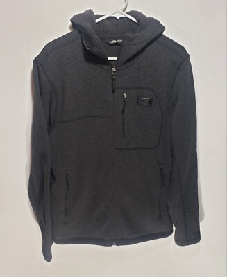 Mens THE NORTH FACE Gray Full Zip Sweater Fleece Hooded Jacket
