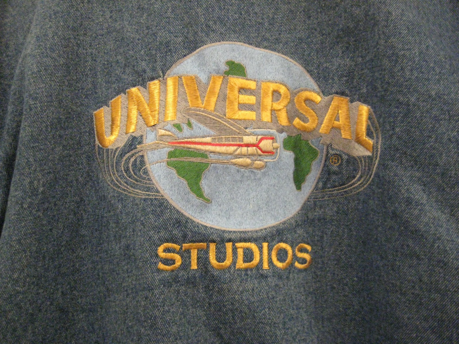 Rare Vintage Universal Studios Denim Varsity Jacket … Gem