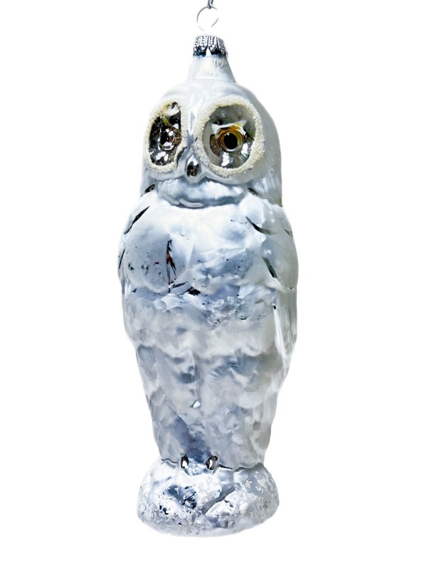 KREBS GLAS LAUSCHA Germany Snowy Owl Glass Christmas Ornament