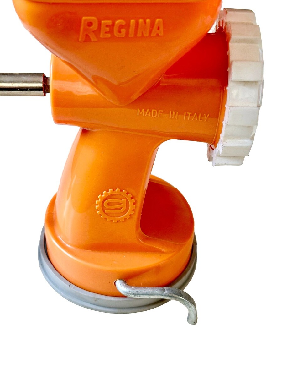 Regina 06 Mid Century Orange Plastic Mincer Grinder Made in Italy  