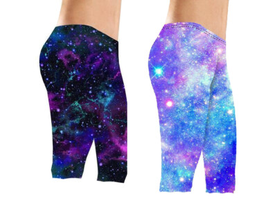 Blau lila pink Multi Galaxy Kosmos Sterne Radfahren Radfahren Shorts Yoga Größe 8-22