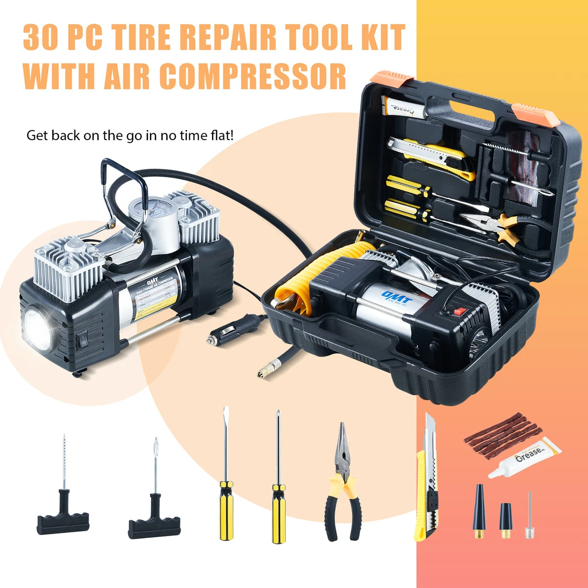 Portable Tire Inflator DC12V Air Compressor Pump Kits