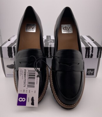 dv by Dolce Vita  Crisp  Classic Penny Loafer / Lug Sole Block Heel Black Size 8