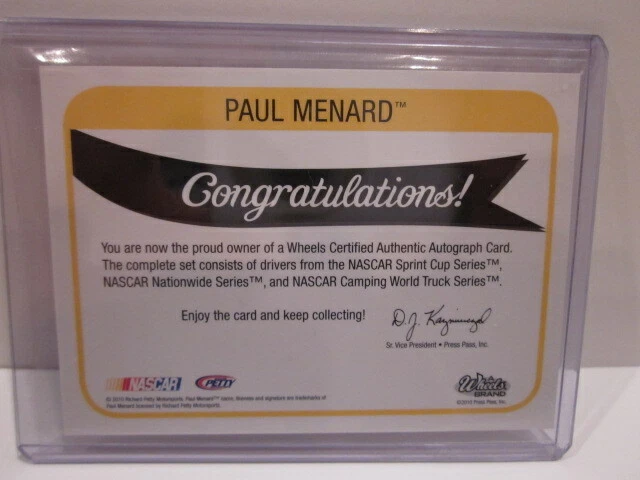 2011 WHEELS ELEMENT Paul Menard AUTOGRAPH #/50! - Image 3 of 3