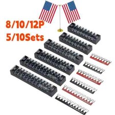 US Dual Row 8-12 Positions Screw Terminal Block Terminal Barrier Strip 600V 15A