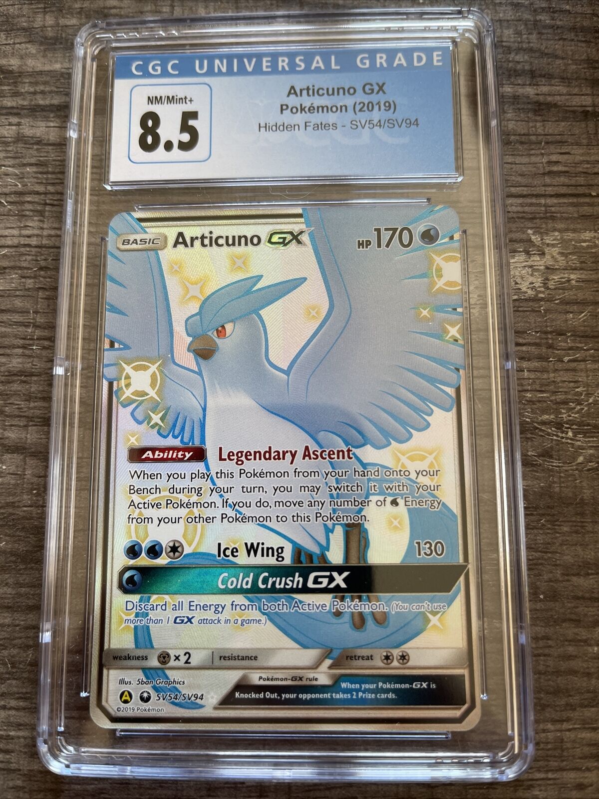 CGC 9.5 GEM MINT Articuno GX Full Art Hidden Fates Pokemon Card SV54/SV94