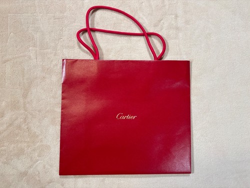Authentic Cartier Red Textured Gift Paper Shopping Bag New - approx 12.5" x 11"