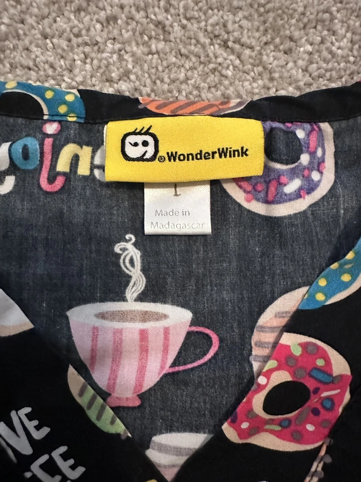 WonderWink Coffee And Donut Size Large Scrub Top - Image 3 of 4