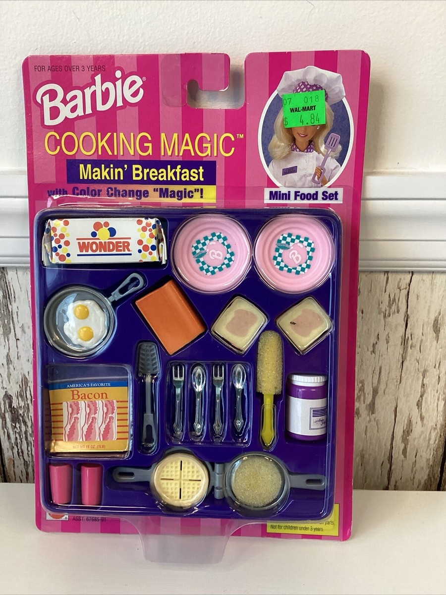 1998 BARBIE COOKING MAGIC MAKIN' BREAKFAST MINI FOOD SET - 67683