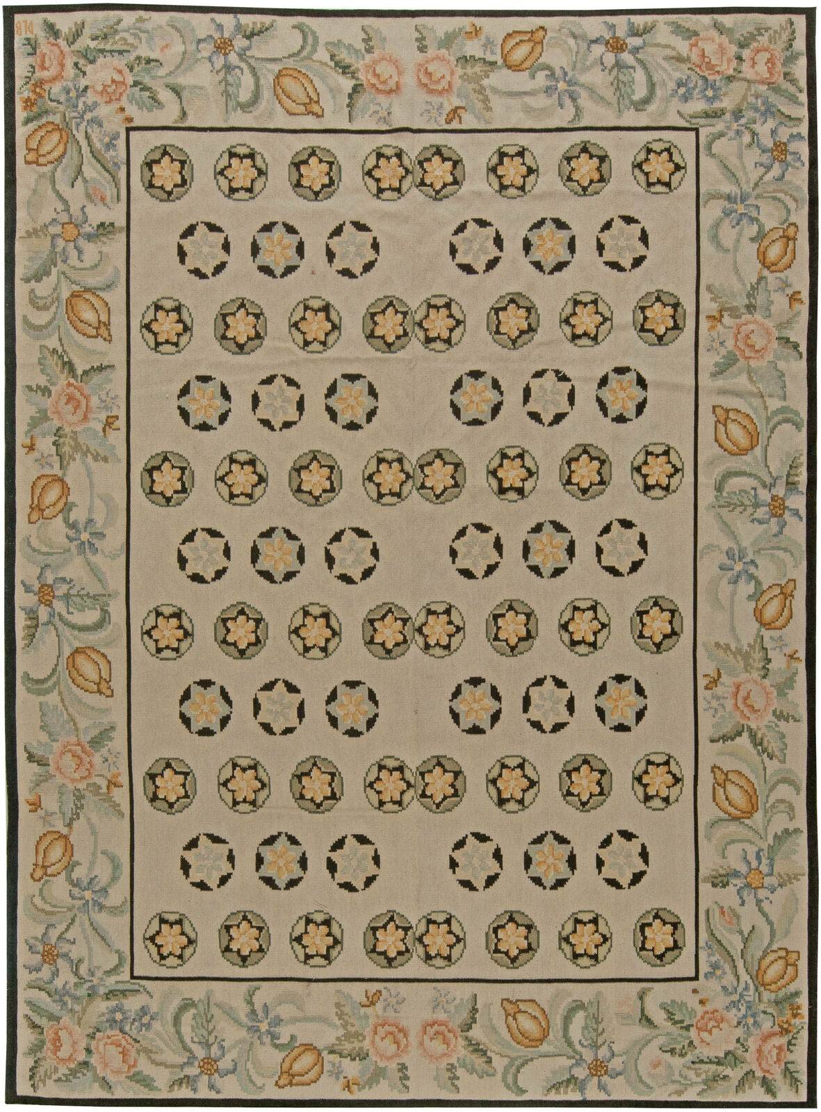 Contemporary Bessarabian Floral Light Red, Green and Beige Carpet N11028