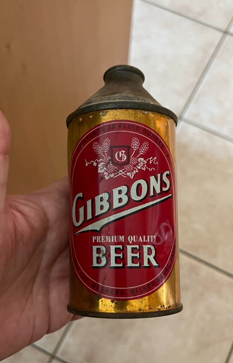 NICE GIBBONS PREMIUM BEER CONE TOP 12 OZ CAN LION BREWING CO WILKES