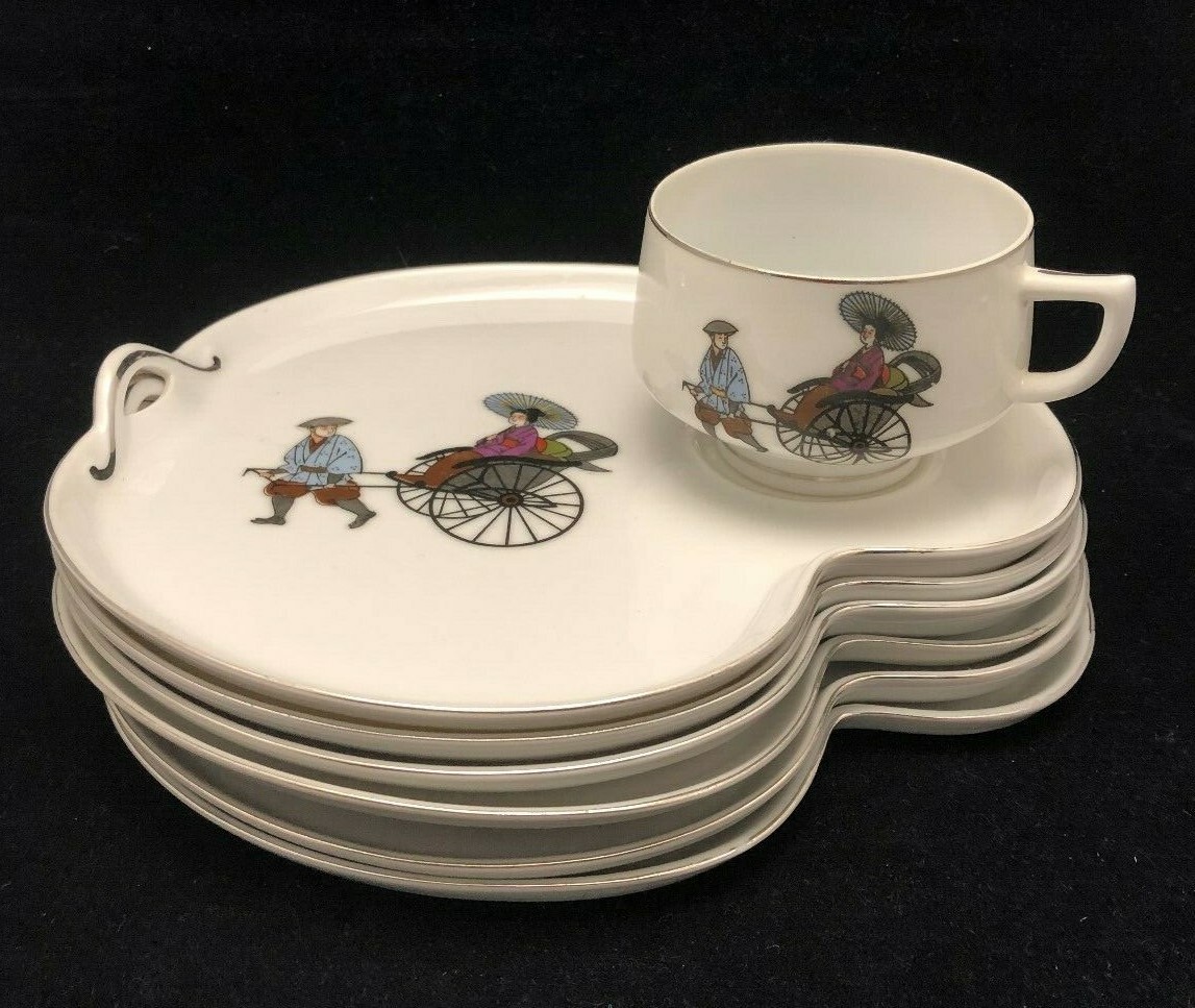 VTG Hakusan Japanese Bone China Tea Set SNACK PLATES, CUPS & TEA SET