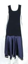 JW ANDERSON Blue Cashmere & Satin Drop-Waist Spiked Hem Midi Dress 4 8UK
