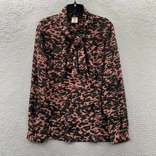 CAbi Blouse Womens Medium Top Long Sleeve Sheer*