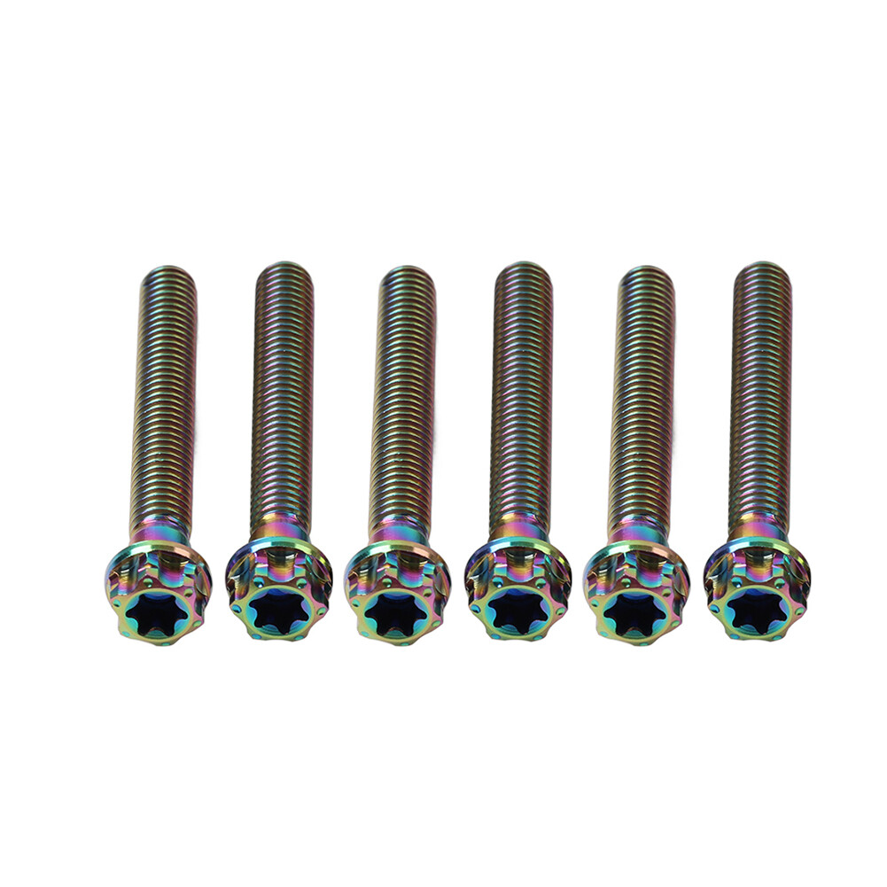 6pcs Titanium Bolts Torx Head Flange Screws M8x50mm Rainbow