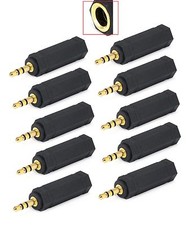  10pcs  3.5mm Stereo Plug to 6.35mm 1/4 Inch Stereo Jack Adaptor
